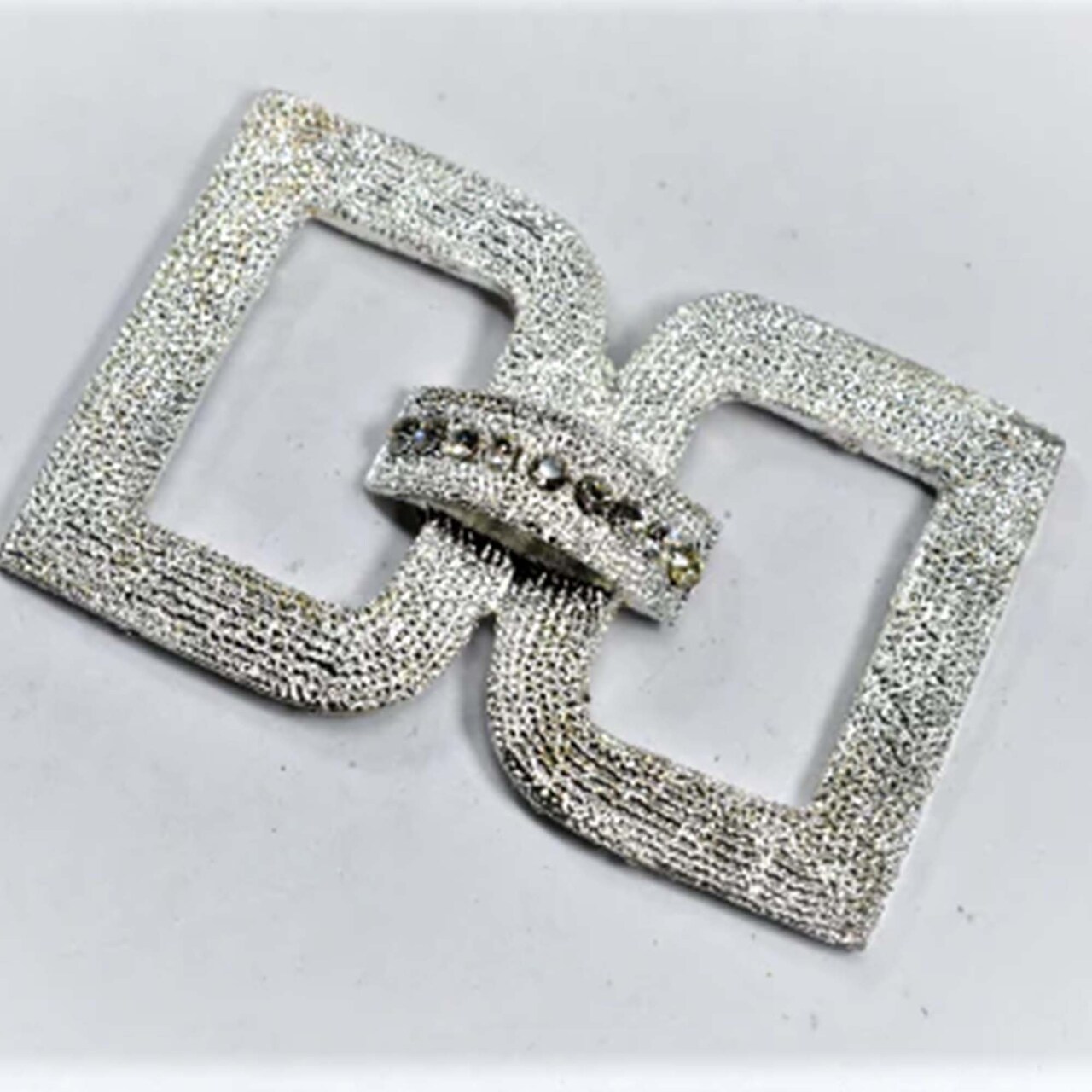 1 Yard Silver Rhinestone Accent Connector Buckle Applique for Clothing and Crafts